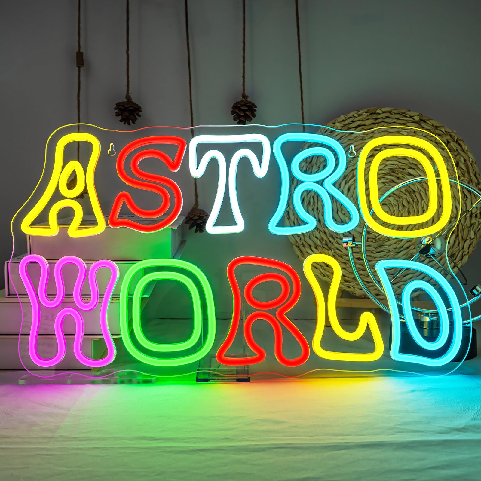 Astro World Neon Sign Letter Neon Signs for Wall Decor Colorful